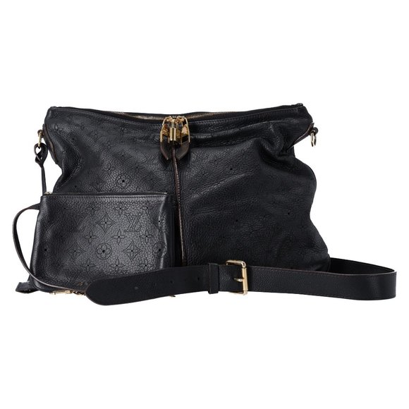 Louis Vuitton Selene MM Medium Hobo Tote Crossbody Mahina Leather Black - Picture 2 of 16